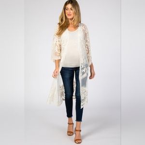 | Cream Mesh Lace Maternity Cover Up